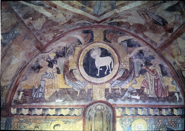 Agnus Dei, mural paintings from the Vera Cruz Hermitage in Maderuelo, 17th century. Creator: Unknown.