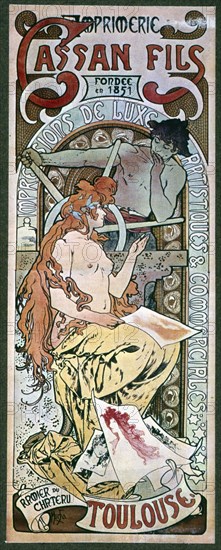 Advertising poster for the 'Cassan Fils 'printing press in Toulouse, 20th century. Creator: Mucha, Alfons (1860 - 1939) .