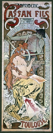 Advertising poster for the 'Cassan Fils 'printing press in Toulouse, 20th century. Creator: Mucha, Alfons (1860 - 1939) .