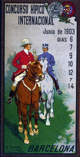 Advertising poster for the International Equestrian Competition held in Barcelona in 1903. Creator: Cusachs i Cusachs, José (1850-1909).