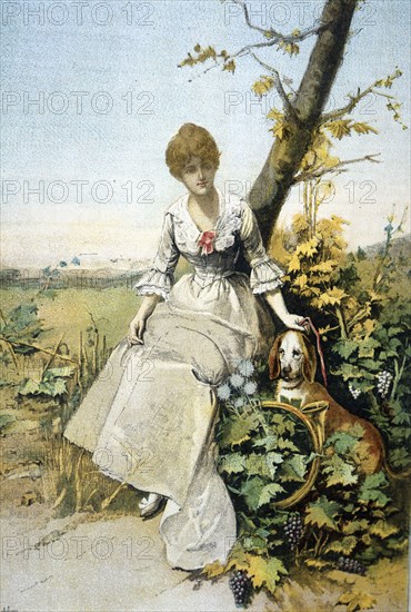 Poster with 'Allegory of Autumn', 1889. Creator: Picolo.