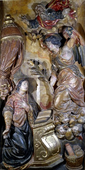 Annunciation, from the Roser Altarpiece of the Church of San Pere Mártir de Manresa, 1642. Creator: Grau, Joan (1608-1685).