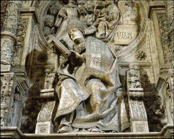 Sepulcher of Alonso de Madrigal 'El Tostado (1455 - 15 ??) in the Cathedral of Avila. Creator: Zarza, Vasco de la ( - 1524).