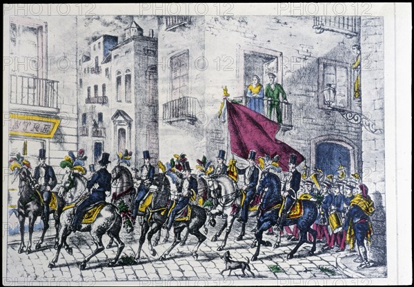 Feast of San Antonio, vulgar dels tres tombs in Barcelona, 1860. Creator: Puiggari, Ramón (1820-1894).