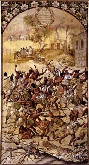 Conquest of Mexico, arrest of Cortés, 17th century. Creator: González, Miguel (17th century) .