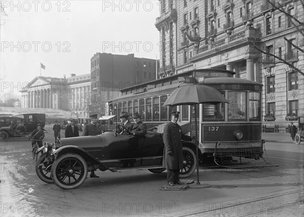 District of Columbia; Traffic. Stop And Go Signs, 1913. Creator: Harris & Ewing.