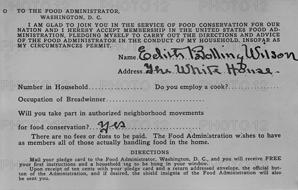 Food Administration, U.S. Certificate, 1917. Creator: Harris & Ewing.