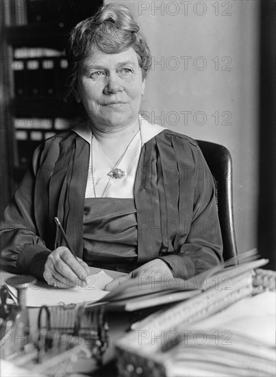 Miss Fox at Desk, 1918. Creator: Harris & Ewing.