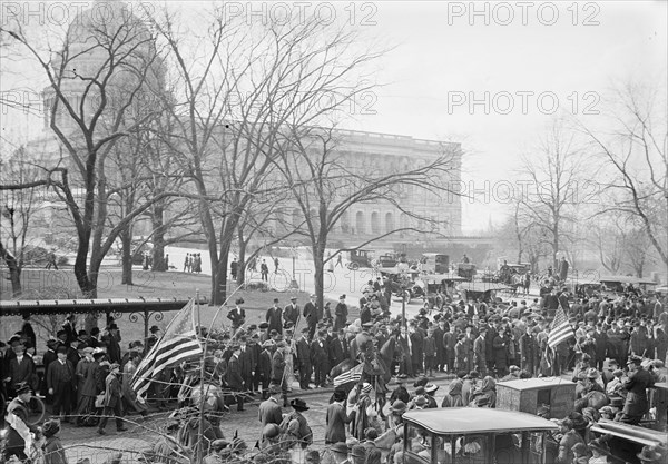 Inaugural Ceremony - Crowds Collecting, 1913. Creator: Harris & Ewing.