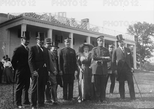 Italian Commission To U.S. - Commission at Mount Vernon. Front: Ambassador Macchi Di..., 1917. Creator: Harris & Ewing.