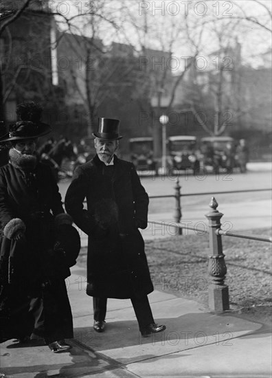 Jules J. Jusserand, Ambassador from France with Mme. Jusserand at Funeral of Maj. A.P..., 1917. Creator: Harris & Ewing.