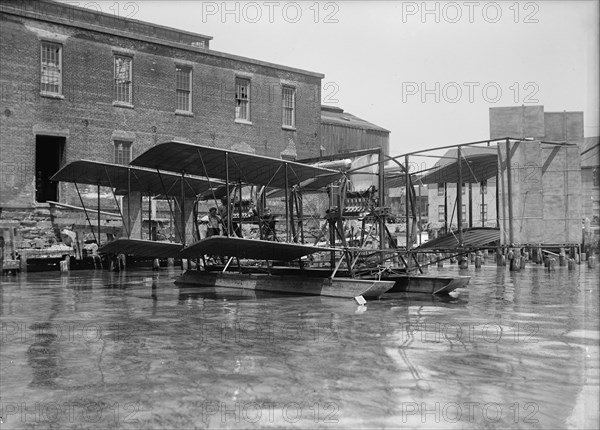 Experimental Tandem Biplane On Potomac Embodying Langley Principles, 1917. Creator: Harris & Ewing.