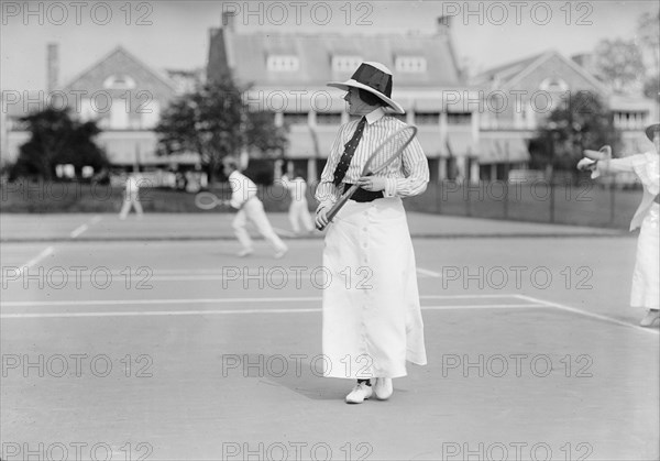 Miss Frances Lippett Playing in Tennis Tournament, 1913. Creator: Harris & Ewing.