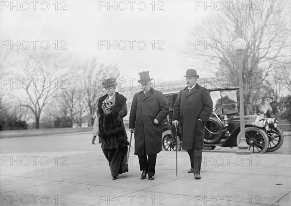 J. Pierpont Morgan Jr., right, with Father And Mrs. Herbert Satterlee, 1912. Creator: Harris & Ewing.