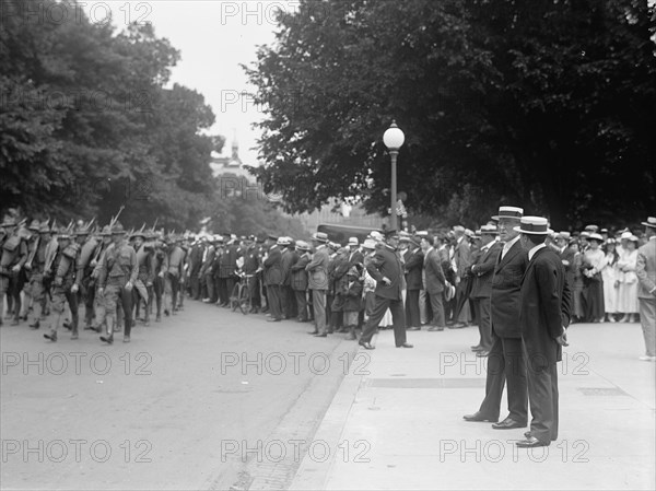 National Guard of D.C. Reviewed By President Wilson And Sec. Baker, 1916. Creator: Harris & Ewing.