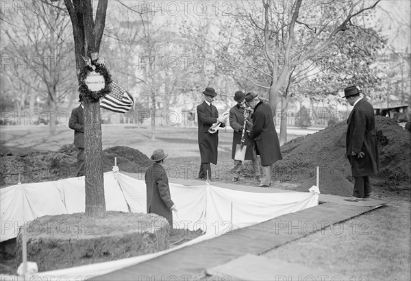 Owen, F.D. Public Buildings And Grounds Custodian of The Flags, Left, Planting Tree, Presid..., 1913 Creator: Harris & Ewing.
