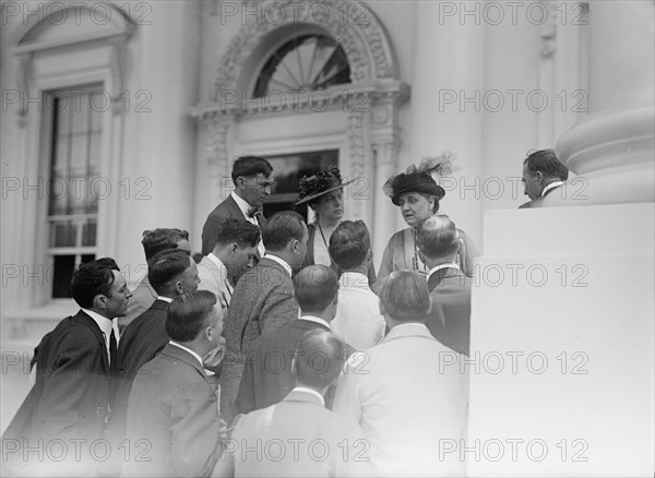 Press Correspondents with Lillian Wald And Jane Addams, 1916. Creator: Harris & Ewing.