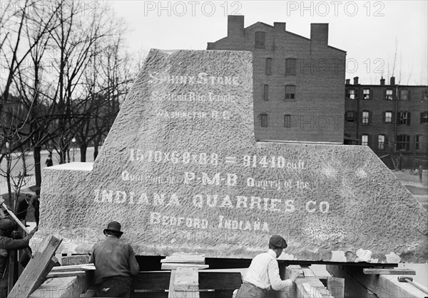 Scottish Rite Temple - Stone For Sphinx, 1913. Creator: Harris & Ewing.