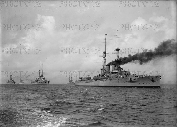 U.S.S. Wyoming Leading Battleships in Hampton Roads, Virginia, 1917. Creator: Unknown.