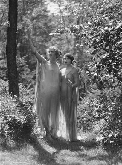 Egger, Gabrielle, Miss, and unidentified woman, standing outdoors, between 1926 and 1930. Creator: Arnold Genthe.