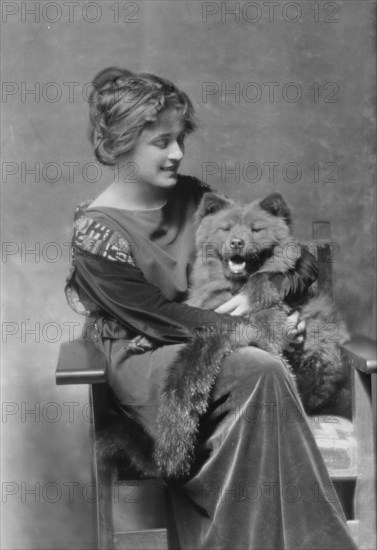 Troutman, Ivy, Miss, with dog, portrait photograph, 1914 July 16. Creator: Arnold Genthe.