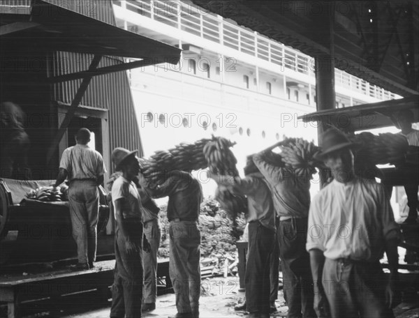 Unloading bananas, New Orleans, between 1920 and 1926. Creator: Arnold Genthe.