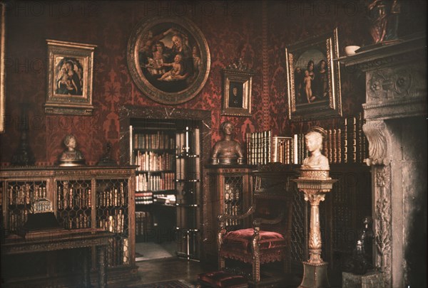 Interior of J.P. Morgan's library, ca. 1912. Creator: Arnold Genthe.