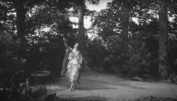 Scene from the play Sanctuary, A Bird Masque, by Percy MacKaye, in rehearsal for first..., 1913 Sept Creator: Arnold Genthe.