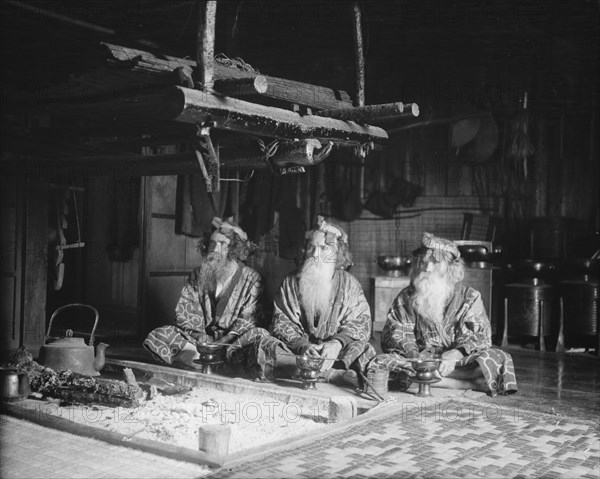 Ainu chiefs at Piratori, 1908. Creator: Arnold Genthe.