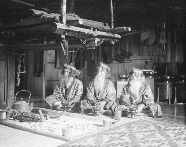 Ainu chiefs at Piratori, 1908. Creator: Arnold Genthe.