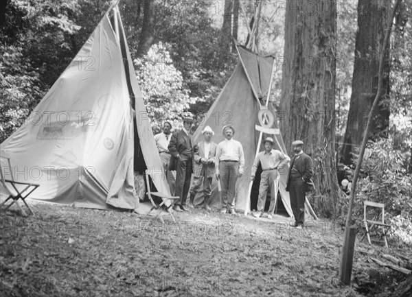 Bohemian Club Grove scene, between 1896 and 1911. Creator: Arnold Genthe.