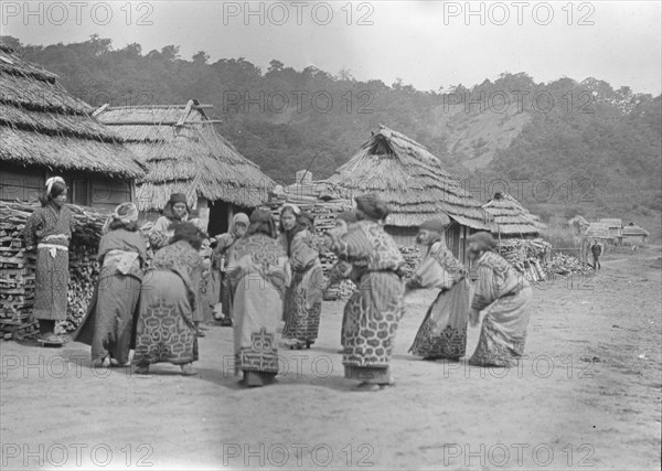 Crane dance of the Ainu women, 1908. Creator: Arnold Genthe.