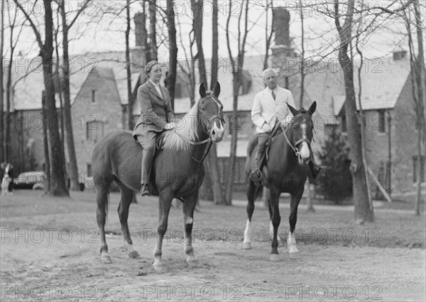 Manners, Mrs. Alice G., with unidentified man, on horseback, between 1911 and 1942. Creator: Arnold Genthe.