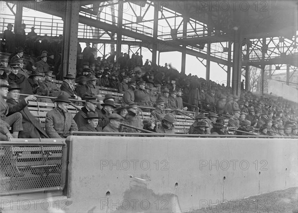 Marine Corps, U.S.N. Machine Gun Unit Demonstration at Ball Park, 1917. Creator: Harris & Ewing.