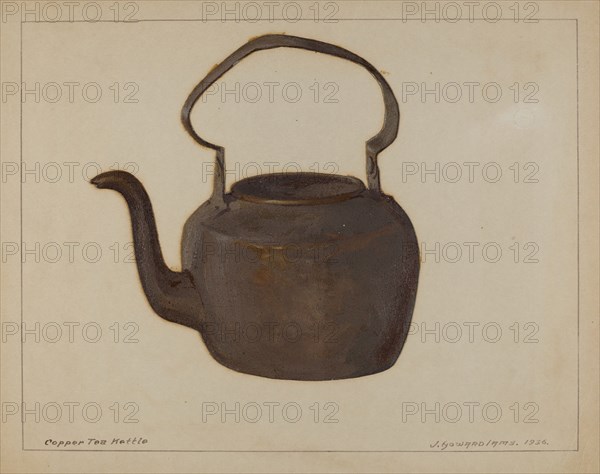 Copper Tea Kettle, c. 1936. Creator: J. Howard Iams.