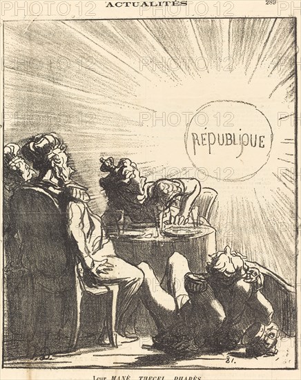 Leur Mané, Thecel, Pharès, 1871. Creator: Honore Daumier.