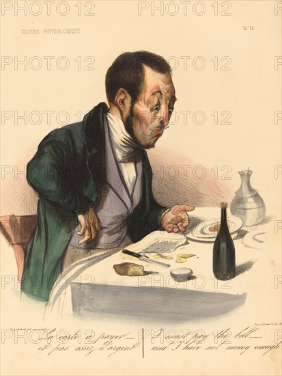 La carte a payer, 1837. Creator: Honore Daumier.