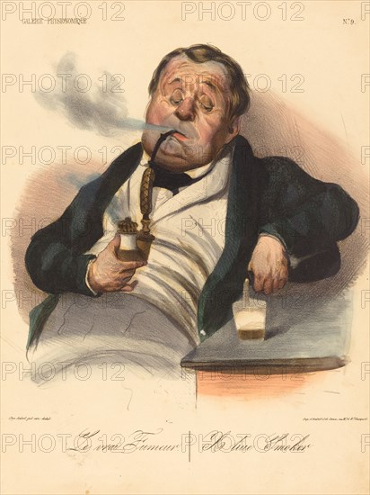 Le vrai Fumeur, 1836. Creator: Honore Daumier.