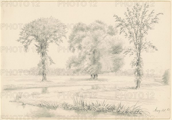 Landscape with Three Trees, 1863. Creator: James Wells Champney.