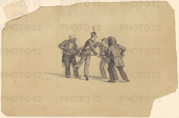 Study for "Militia Training" [recto], c. 1841. Creator: James Goodwyn Clonney.