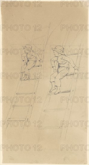 Studies of a Boy on a Ladder, c. 1840-1850. Creator: James Goodwyn Clonney.