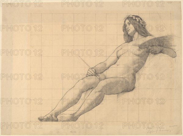 Reclining Female Nude Study for "Painting". Creator: Kenyon Cox.