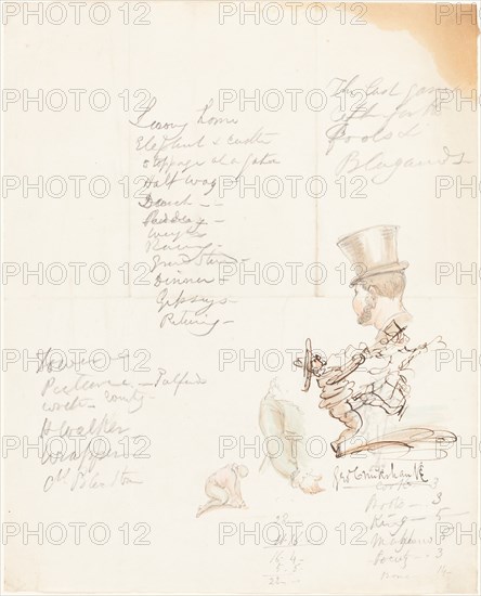 Sketches of Head, Arm, and Kneeling Figure. Creator: George Cruikshank.