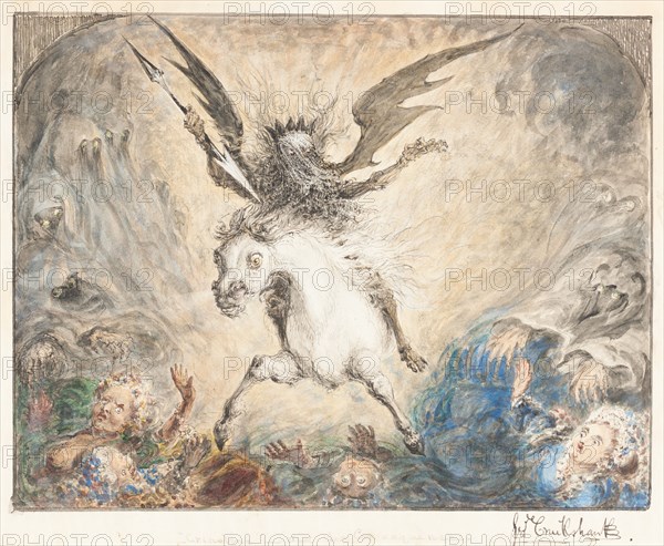 Crinolina - and the Consequences [recto], 1865. Creator: George Cruikshank.