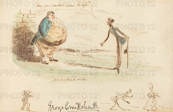 An Unkind Wish, c. 1833. Creator: George Cruikshank.