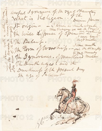 Sketch of Mounted Hussar. Creator: George Cruikshank.