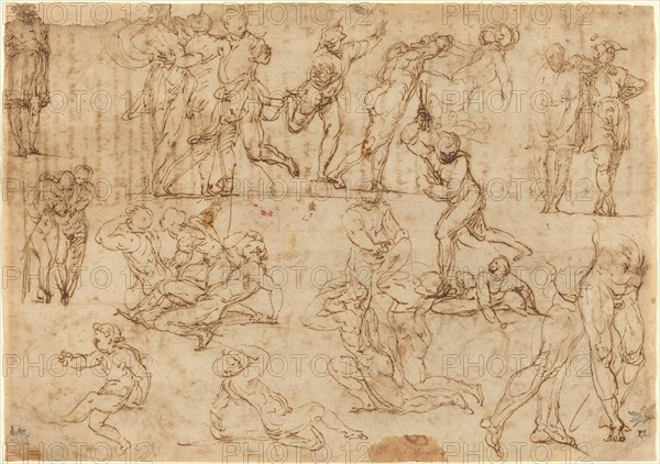 Figure Studies [recto], c. 1530/1540. Creator: Perino del Vaga.