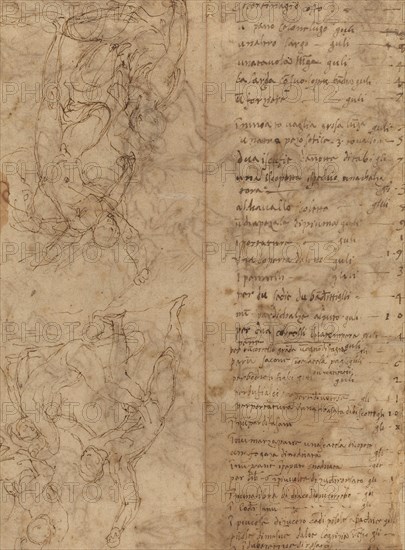 Figure Studies [verso], c. 1530/1540. Creator: Perino del Vaga.