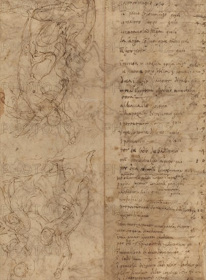 Figure Studies [verso], c. 1530/1540. Creator: Perino del Vaga.