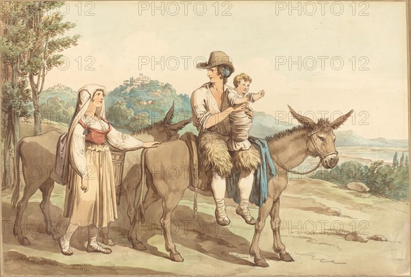 A Peasant Family and Two Donkeys. Creator: Bartolomeo Pinelli.